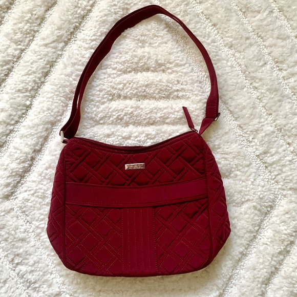 VERA BRADLEY Glenna Quilted Burgundy Bag with Adjustable Strap - Picture 1 of 6